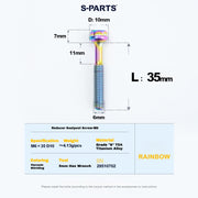 S-PARTS M6 Titanium Seatpost Step-Down Bolt & Nut Kit — Multiple Lengths Rainbow 35mm