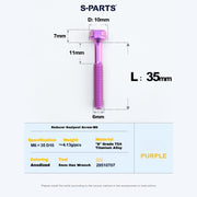 S-PARTS M6 Titanium Seatpost Step-Down Bolt & Nut Kit — Multiple Lengths Purple 35mm