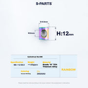 S-PARTS M6 Titanium Seatpost Step-Down Bolt & Nut Kit — Multiple Lengths Rainbow Cylindrical nut(M6 D9.5 H12)