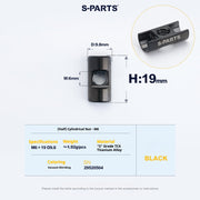 S-PARTS M6 Titanium Seatpost Step-Down Bolt & Nut Kit — Multiple Lengths Black (Half) Cylindrical Nut (M6 D9.8 H19)