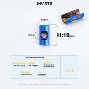S-PARTS M6 Titanium Seatpost Step-Down Bolt & Nut Kit — Multiple Lengths Blue (Half) Cylindrical Nut (M6 D9.8 H19)