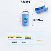 S-PARTS M6 Titanium Seatpost Step-Down Bolt & Nut Kit — Multiple Lengths Indigo (Half) Cylindrical Nut (M6 D9.8 H19)