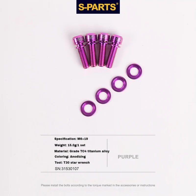 S-PARTS M6 Titanium Step Washer for Disc Brake Systems Shimano / SRAM / Magura / Avid / Trickstuff Purple