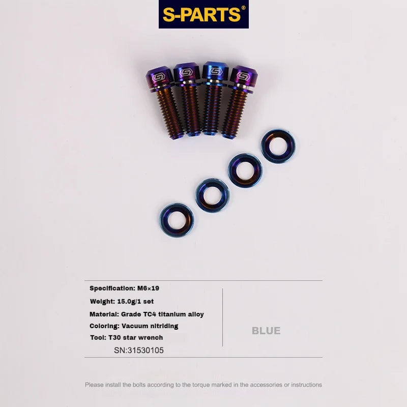 S-PARTS M6 Titanium Step Washer for Disc Brake Systems Shimano / SRAM / Magura / Avid / Trickstuff Blue