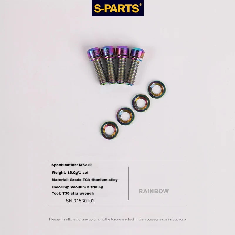 S-PARTS M6 Titanium Step Washer for Disc Brake Systems Shimano / SRAM / Magura / Avid / Trickstuff Rainbow