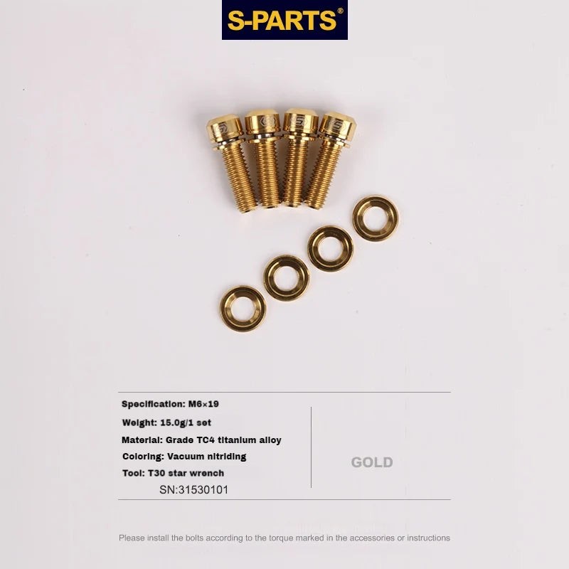 S-PARTS M6 Titanium Step Washer for Disc Brake Systems Shimano / SRAM / Magura / Avid / Trickstuff Gold