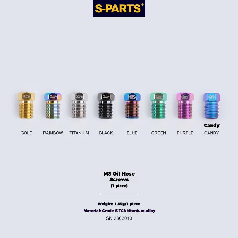 S-PARTS M8 Titanium Hydraulic Hose Bolt Shimano XTR / Ultegra / Dura-Ace & SRAM Road