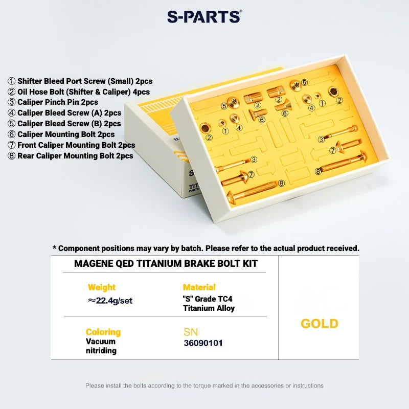 S-PARTS MAGENE QED Titanium Disc Brake Bolt Kit MAGENE QED Disc Brake Bolt Kit (1 Set) Gold
