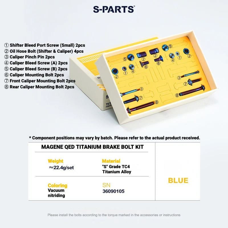 S-PARTS MAGENE QED Titanium Disc Brake Bolt Kit MAGENE QED Disc Brake Bolt Kit (1 Set) Blue