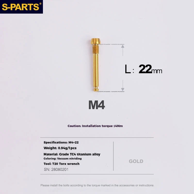 S-PARTS MAGENE QED Titanium Disc Brake Bolt Kit Brake Pad Retaining Pin (1pc) Gold