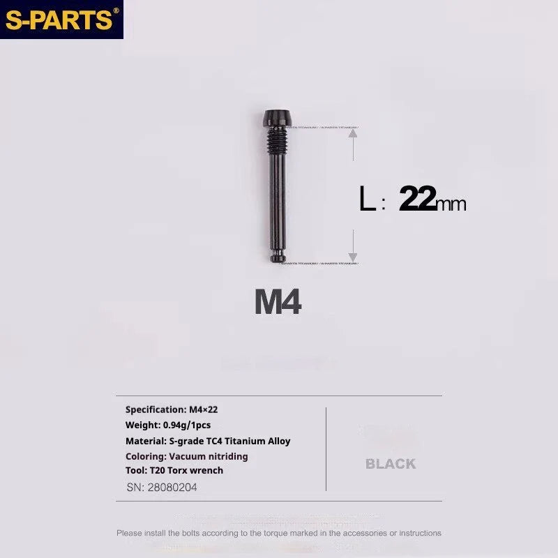 S-PARTS MAGENE QED Titanium Disc Brake Bolt Kit Brake Pad Retaining Pin (1pc) Black