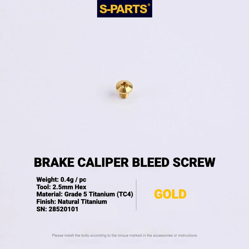 S-PARTS MAGENE QED Titanium Disc Brake Bolt Kit Caliper Bleed Screw A (1pc) Gold