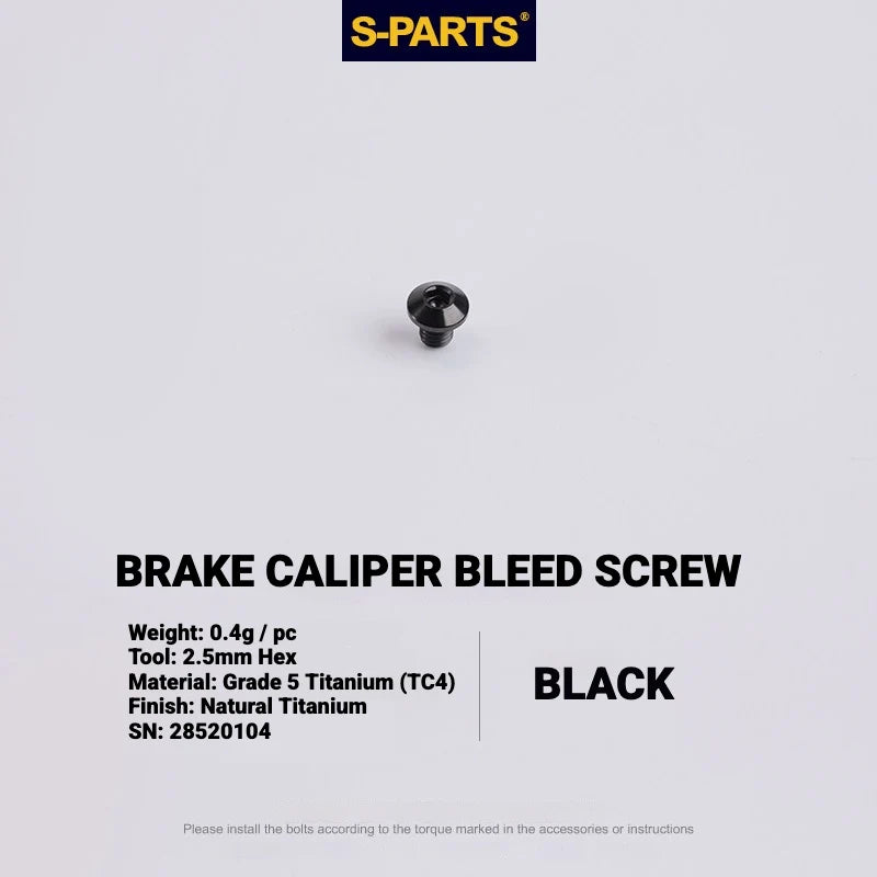 S-PARTS MAGENE QED Titanium Disc Brake Bolt Kit Caliper Bleed Screw A (1pc) Black