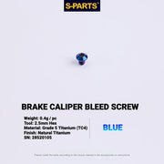 S-PARTS MAGENE QED Titanium Disc Brake Bolt Kit Caliper Bleed Screw A (1pc) Blue