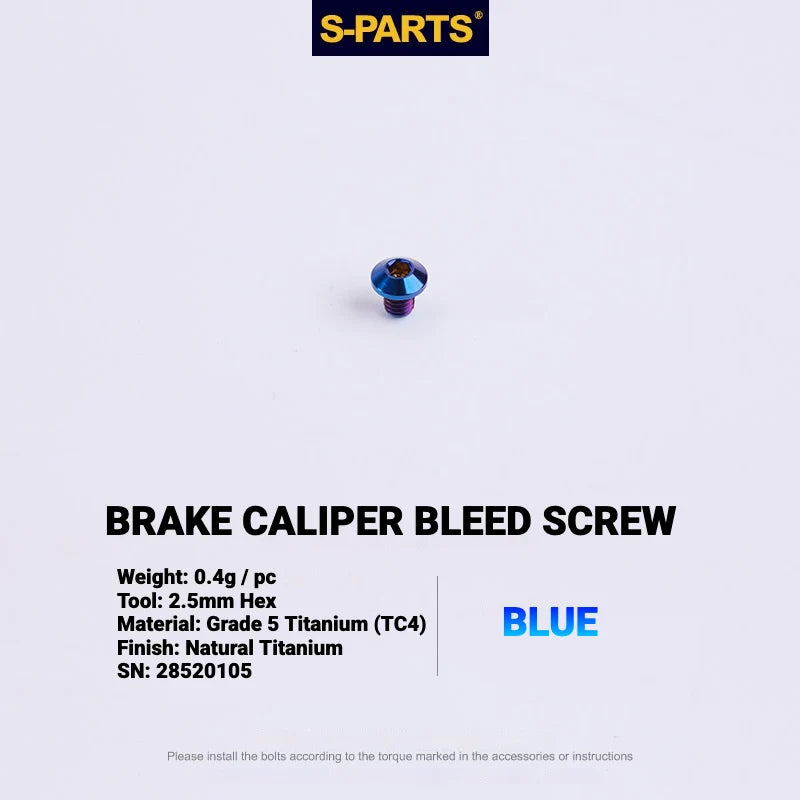 S-PARTS MAGENE QED Titanium Disc Brake Bolt Kit Caliper Bleed Screw A (1pc) Blue