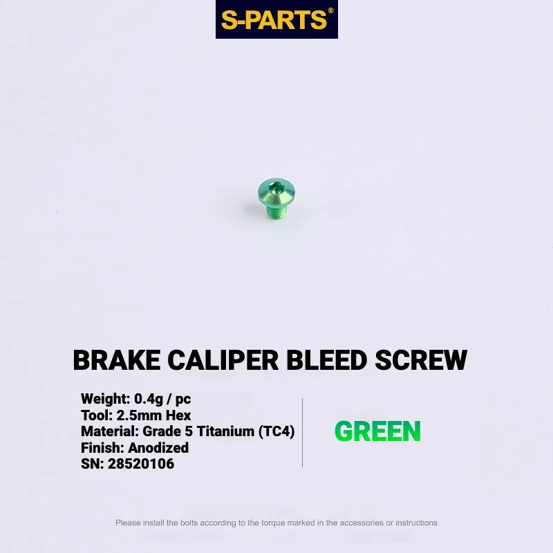 S-PARTS MAGENE QED Titanium Disc Brake Bolt Kit Caliper Bleed Screw A (1pc) Green