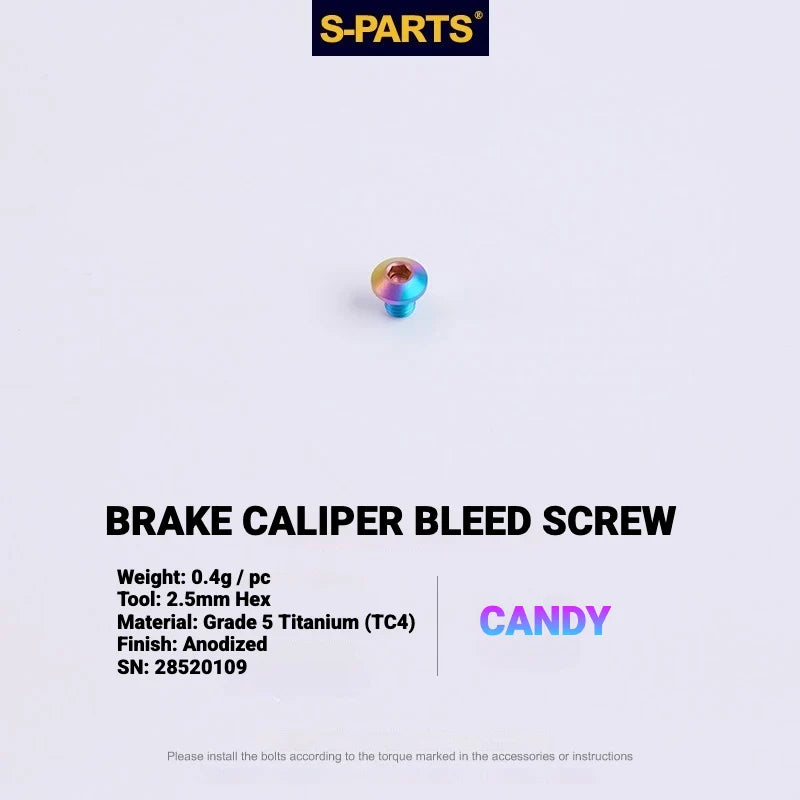 S-PARTS MAGENE QED Titanium Disc Brake Bolt Kit Caliper Bleed Screw A (1pc) Candy