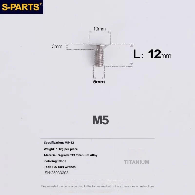 S-PARTS MAGENE QED Titanium Disc Brake Bolt Kit Caliper Mounting Bolt (1pc)