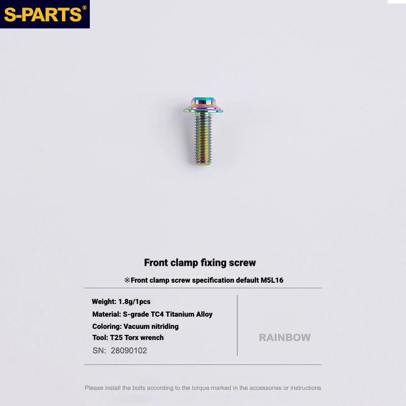 S-PARTS MAGENE QED Titanium Disc Brake Bolt Kit Front Brake Caliper Mounting Bolt (1pc) Rainbow