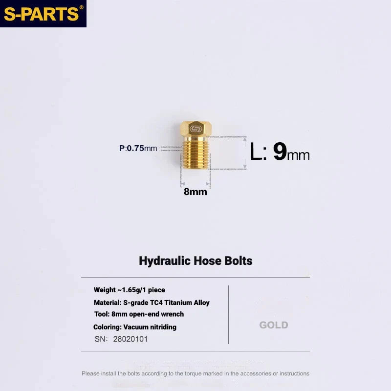 S-PARTS MAGENE QED Titanium Disc Brake Bolt Kit Hydraulic Hose Bolt (Shift&Brake Lever & Caliper) (1pc) Gold