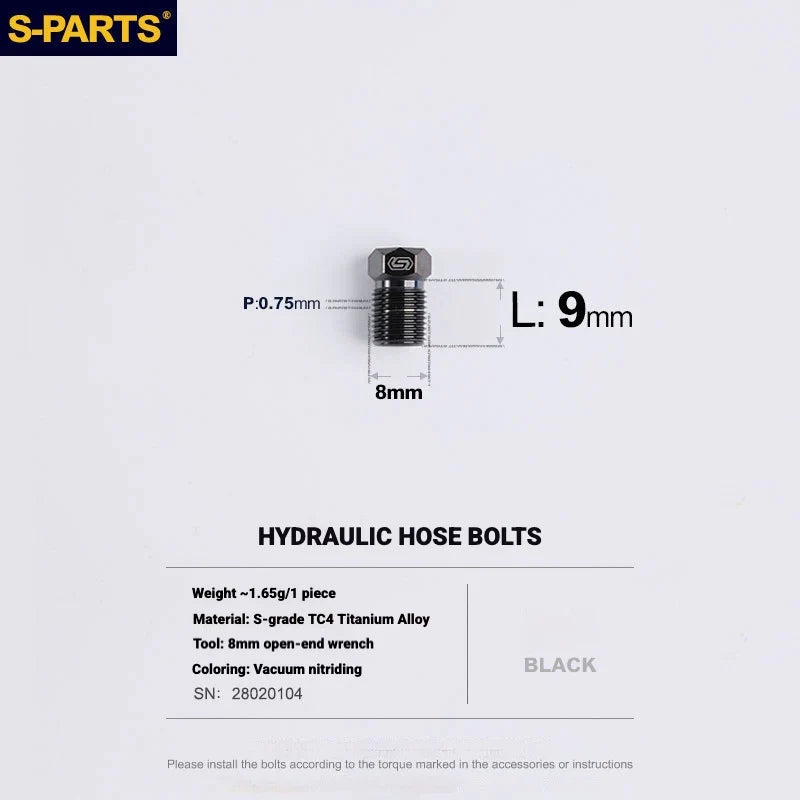 S-PARTS MAGENE QED Titanium Disc Brake Bolt Kit Hydraulic Hose Bolt (Shift&Brake Lever & Caliper) (1pc) Black