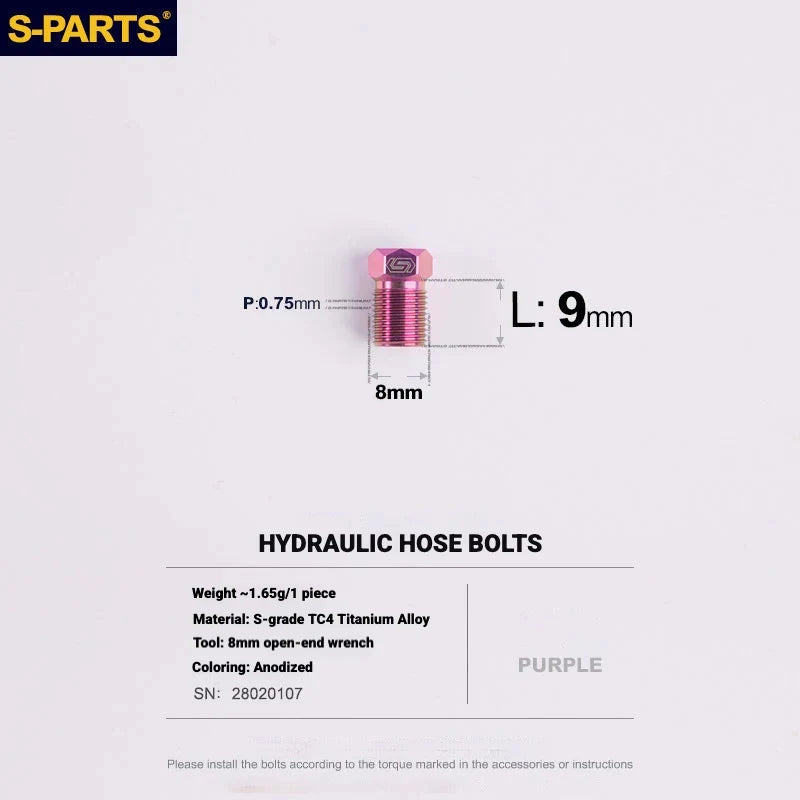 S-PARTS MAGENE QED Titanium Disc Brake Bolt Kit Hydraulic Hose Bolt (Shift&Brake Lever & Caliper) (1pc) Purple