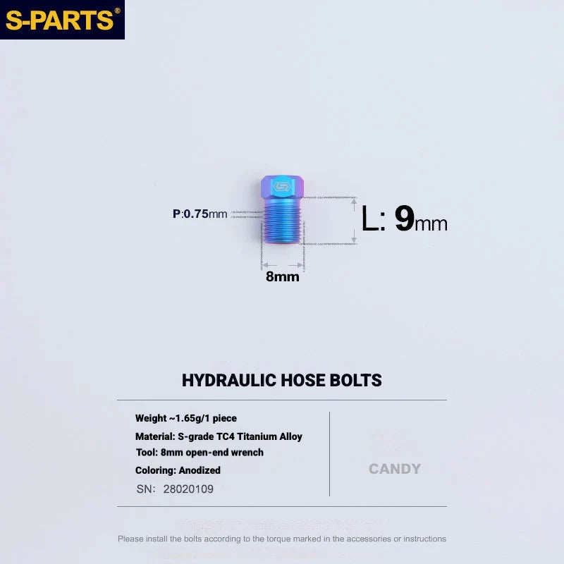 S-PARTS MAGENE QED Titanium Disc Brake Bolt Kit Hydraulic Hose Bolt (Shift&Brake Lever & Caliper) (1pc) Candy