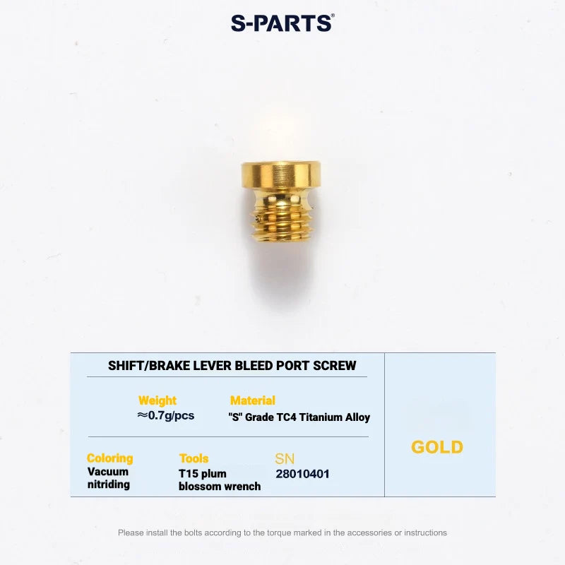 S-PARTS MAGENE QED Titanium Disc Brake Bolt Kit Shifter Bleed Port Screw (Small) (1pc) Gold