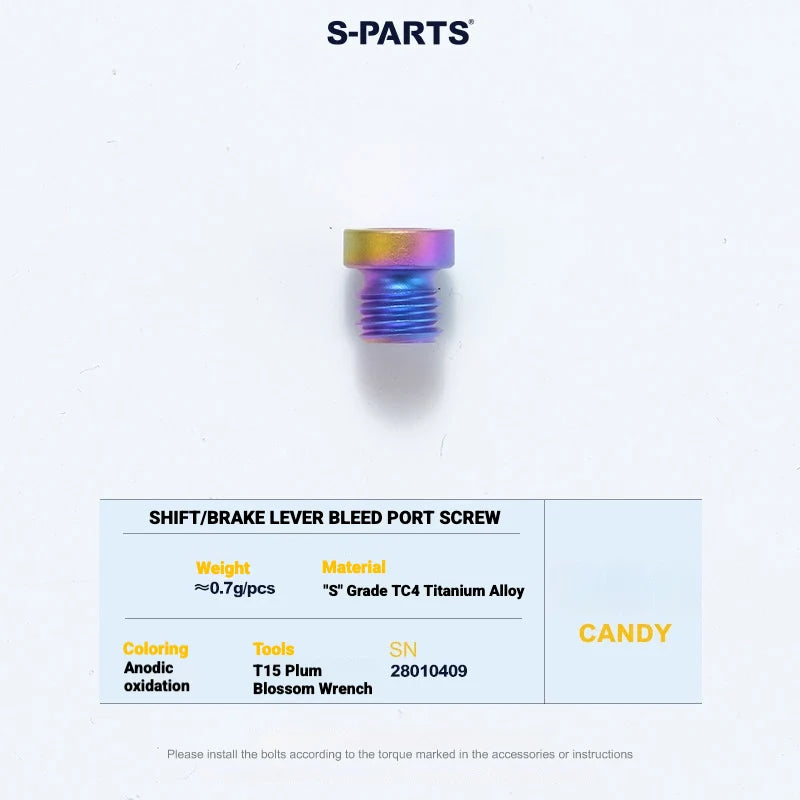 S-PARTS MAGENE QED Titanium Disc Brake Bolt Kit Shifter Bleed Port Screw (Small) (1pc) Candy