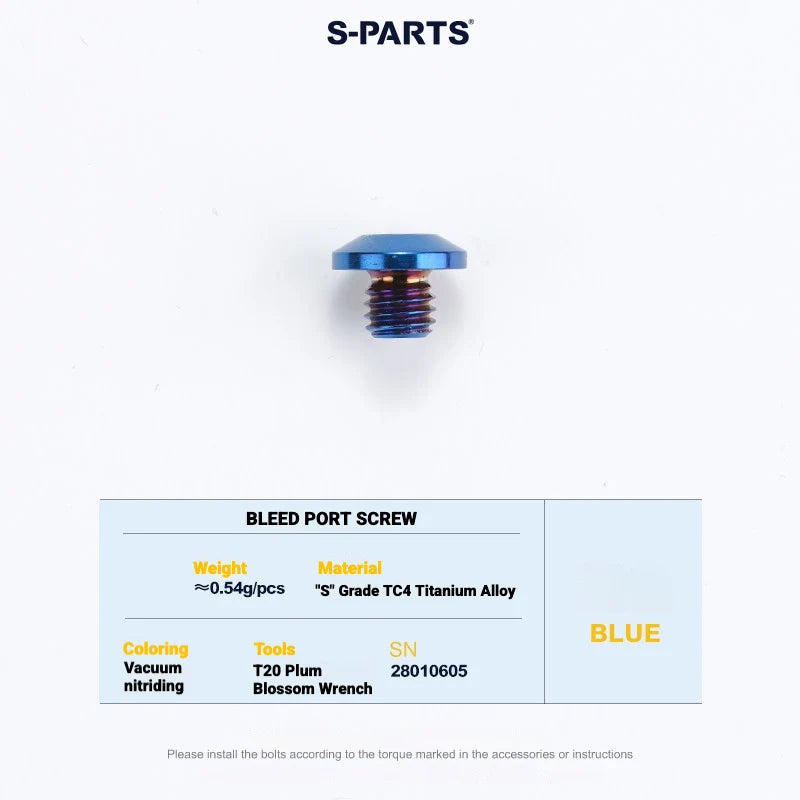 S-PARTS MAGENE QED Titanium Disc Brake Bolt Kit Caliper Bleed Screw B (1pc) Blue