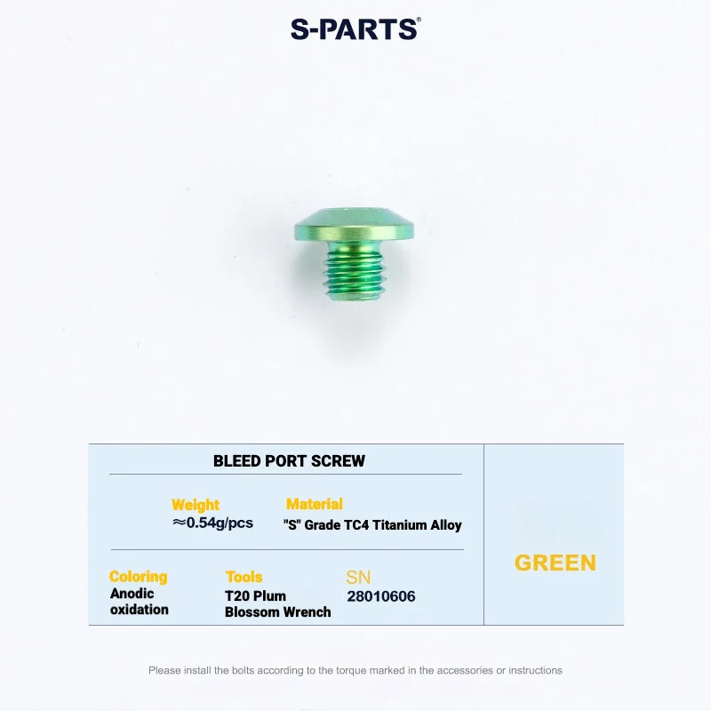 S-PARTS MAGENE QED Titanium Disc Brake Bolt Kit Caliper Bleed Screw B (1pc) Green