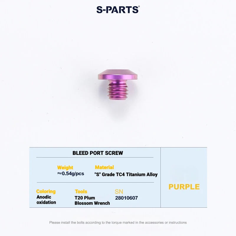 S-PARTS MAGENE QED Titanium Disc Brake Bolt Kit Caliper Bleed Screw B (1pc) Purple