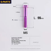 S-PARTS Purple A3 Series M5 L06-110mm Titanium Screws for Motorcycles and Cars