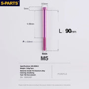 S-PARTS Purple A3 Series M5 L06-110mm Titanium Screws for Motorcycles and Cars