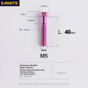 S-PARTS Purple A3 Series M5 L06-110mm Titanium Screws for Motorcycles and Cars