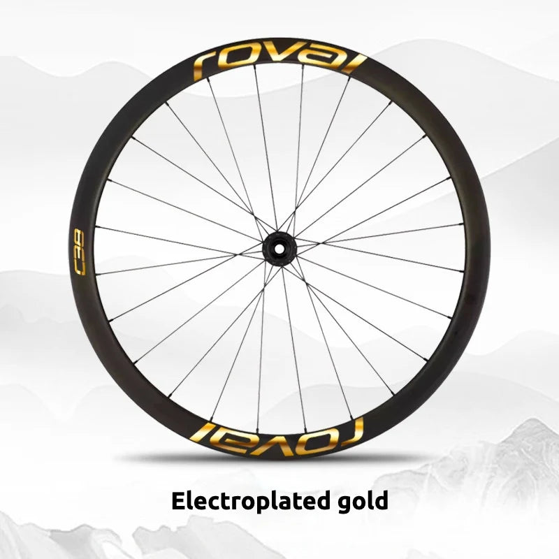 S-PARTS Roval C38 DISC Wheel Decal Kit for Specialized Roval Carbon Wheels Chrome Gold