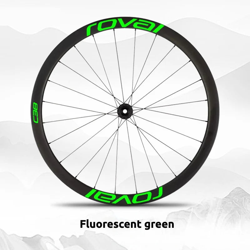 S-PARTS Roval C38 DISC Wheel Decal Kit for Specialized Roval Carbon Wheels Fluorescent Green