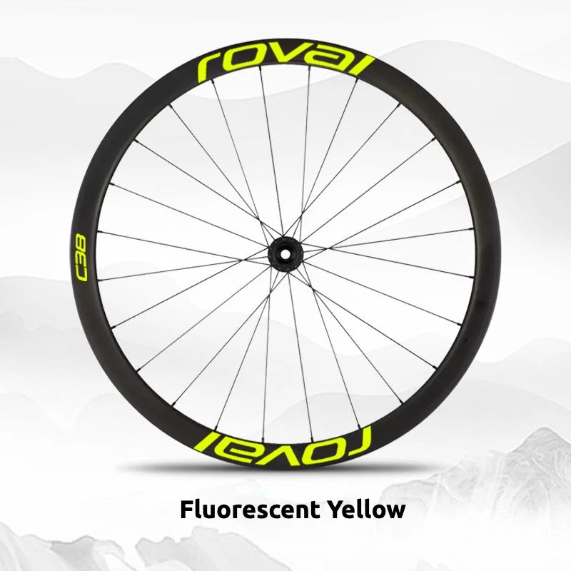 S-PARTS Roval C38 DISC Wheel Decal Kit for Specialized Roval Carbon Wheels Fluorescent Yellow