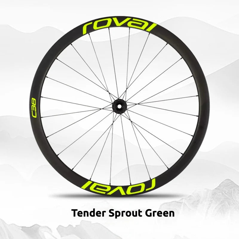 S-PARTS Roval C38 DISC Wheel Decal Kit for Specialized Roval Carbon Wheels Bud Green