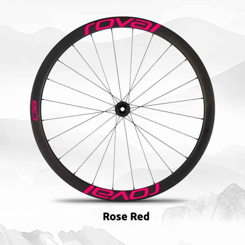 S-PARTS Roval C38 DISC Wheel Decal Kit for Specialized Roval Carbon Wheels Rose Red