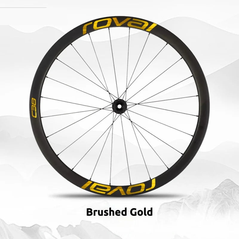 S-PARTS Roval C38 DISC Wheel Decal Kit for Specialized Roval Carbon Wheels Brushed Gold