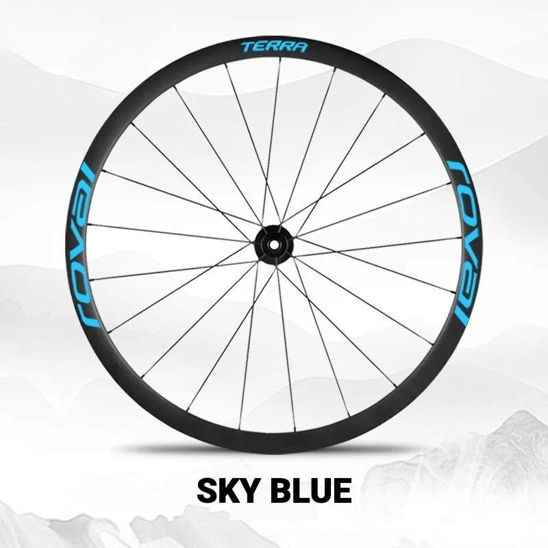 S-PARTS ROVAL TERRA Wheel Decal Kit Custom Color Logo Stickers for Gravel & Road Bike Wheels Sky Blue