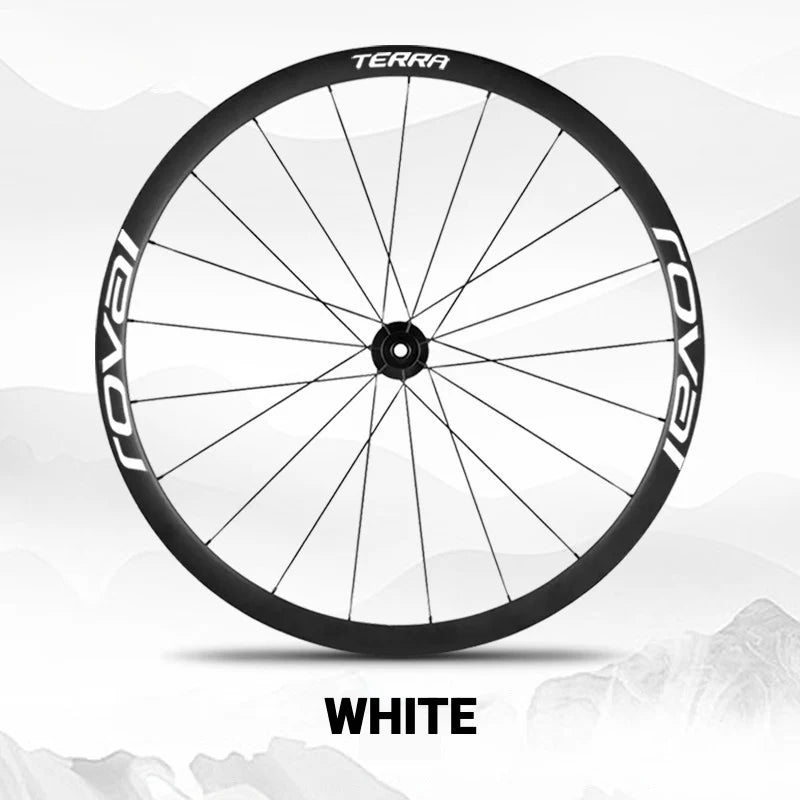 S-PARTS ROVAL TERRA Wheel Decal Kit Custom Color Logo Stickers for Gravel & Road Bike Wheels White