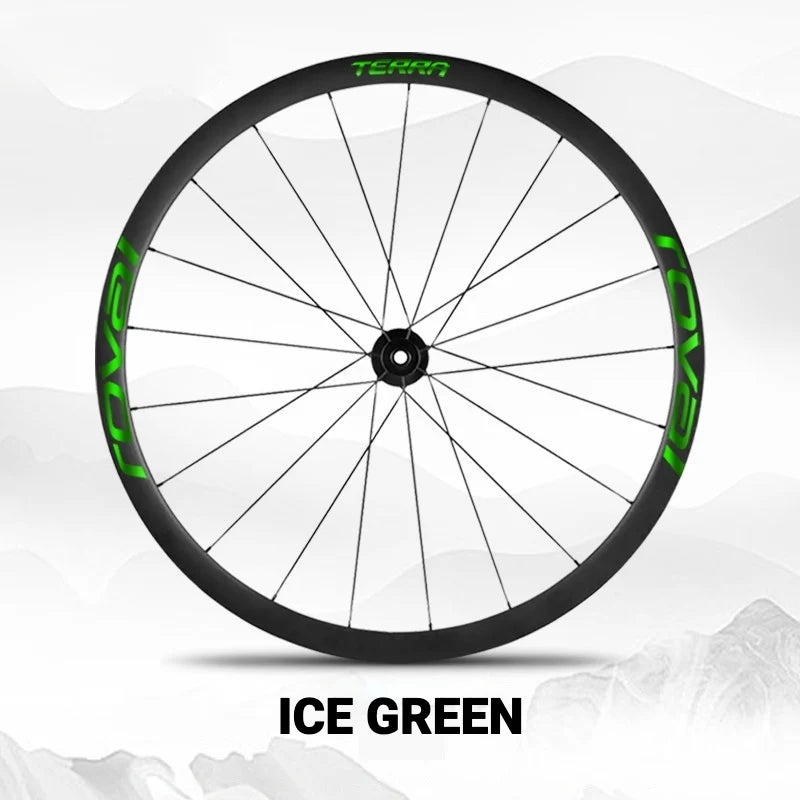 S-PARTS ROVAL TERRA Wheel Decal Kit Custom Color Logo Stickers for Gravel & Road Bike Wheels Ice Green