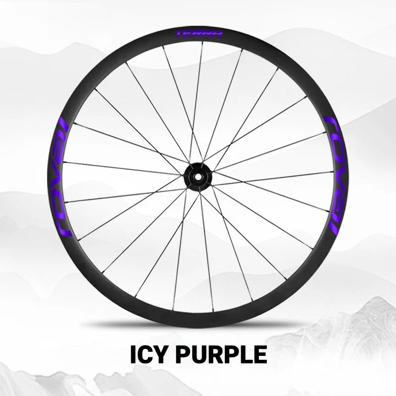 S-PARTS ROVAL TERRA Wheel Decal Kit Custom Color Logo Stickers for Gravel & Road Bike Wheels Ice Purple
