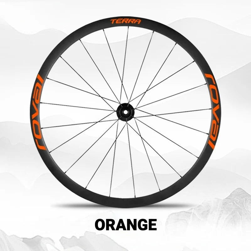 S-PARTS ROVAL TERRA Wheel Decal Kit Custom Color Logo Stickers for Gravel & Road Bike Wheels Orange Red