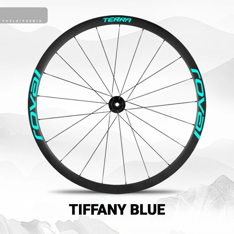 S-PARTS ROVAL TERRA Wheel Decal Kit Custom Color Logo Stickers for Gravel & Road Bike Wheels Tiffany Blue