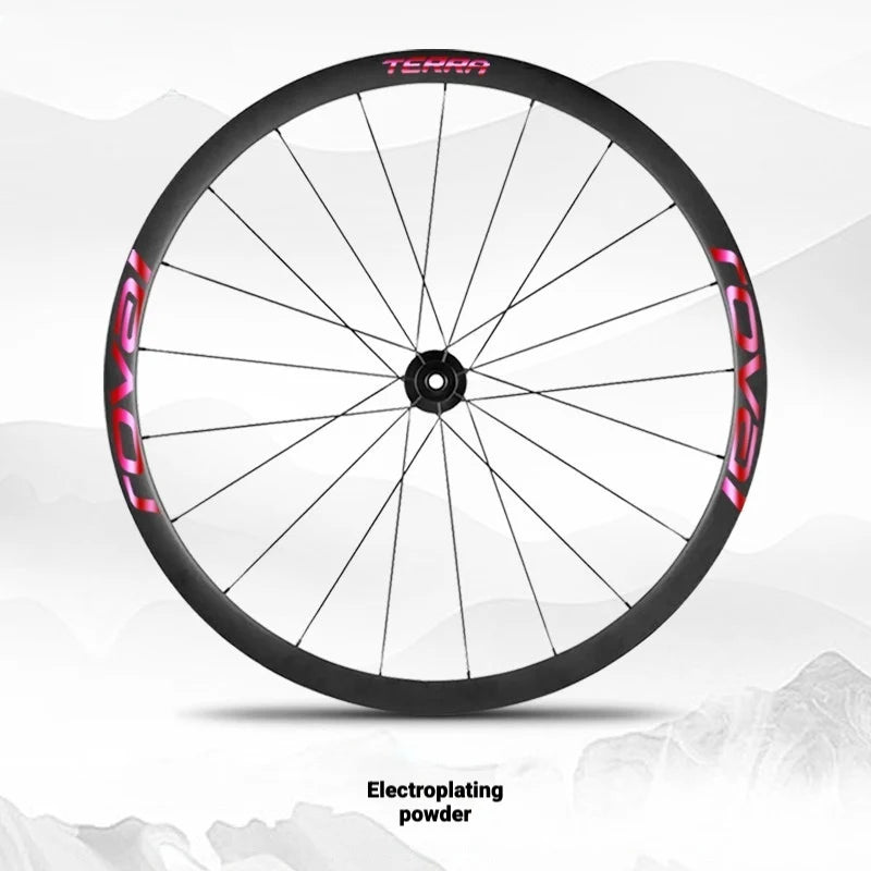 S-PARTS ROVAL TERRA Wheel Decal Kit Custom Color Logo Stickers for Gravel & Road Bike Wheels Electroplated Pink