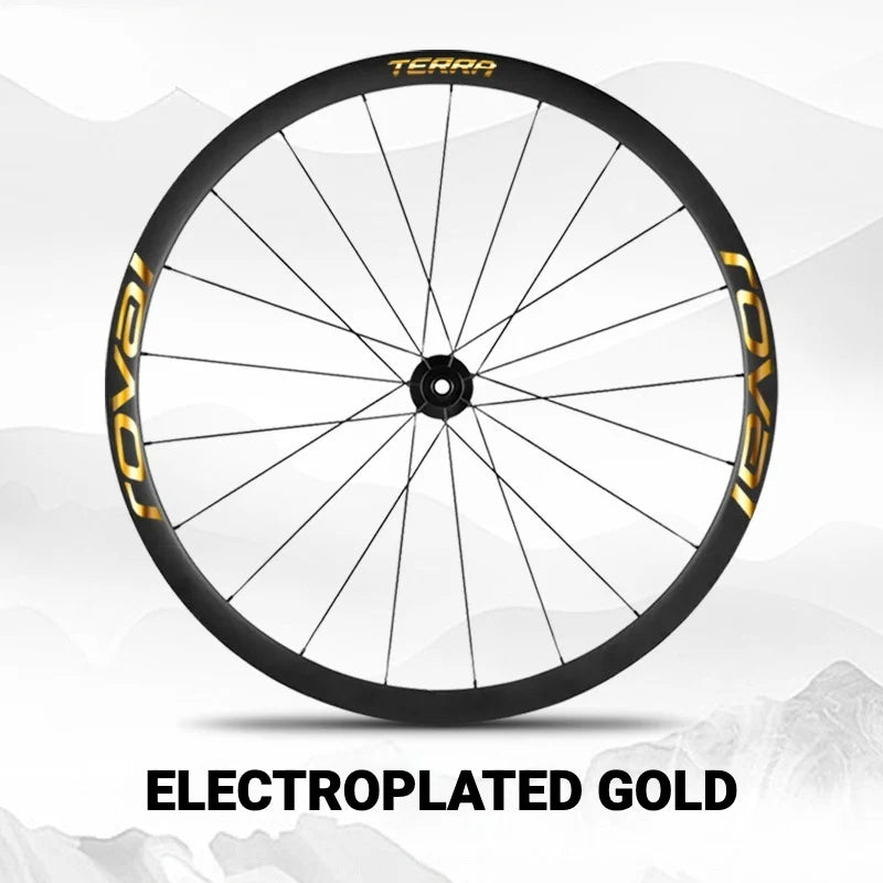 S-PARTS ROVAL TERRA Wheel Decal Kit Custom Color Logo Stickers for Gravel & Road Bike Wheels Electroplated Gold
