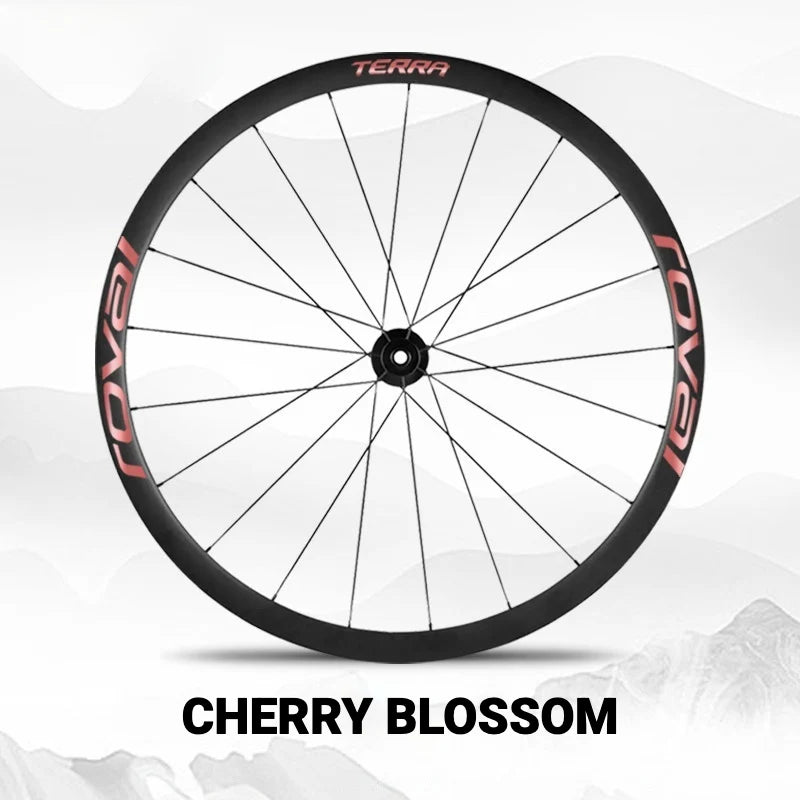 S-PARTS ROVAL TERRA Wheel Decal Kit Custom Color Logo Stickers for Gravel & Road Bike Wheels Cherry Blossom
